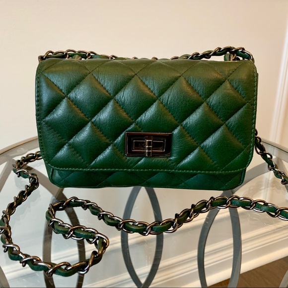 green quilted bag